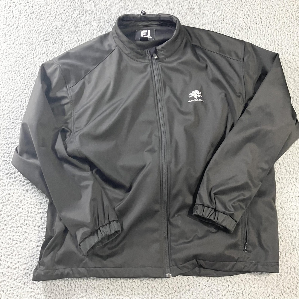 FootJoy Jacket Mens 2XL Black Golf Windbreaker Full‎ Zip Burning Tree